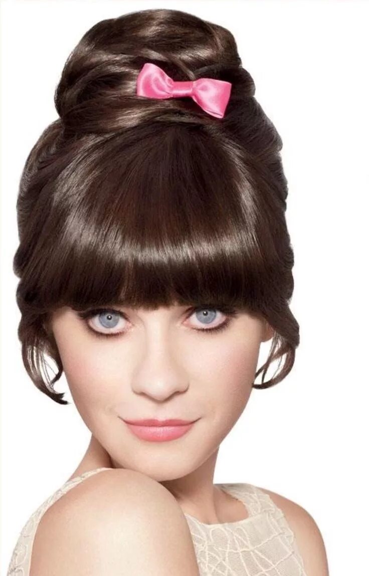 Прически с челкой женские Brown hair Zooey deschanel, Long hair updo, Beautiful hair