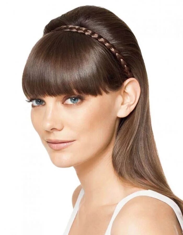 Прически с челкой женские косичка ободок с распущенными волосами Hair pieces, Hairdo, French braid