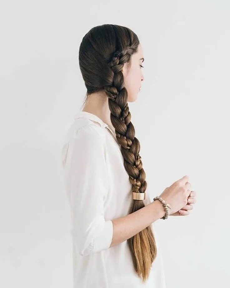 Прически с длинной косой Braided braid, my favourite!! ♥ #braidedbraid #whitetop #longhair #brownhair #sa