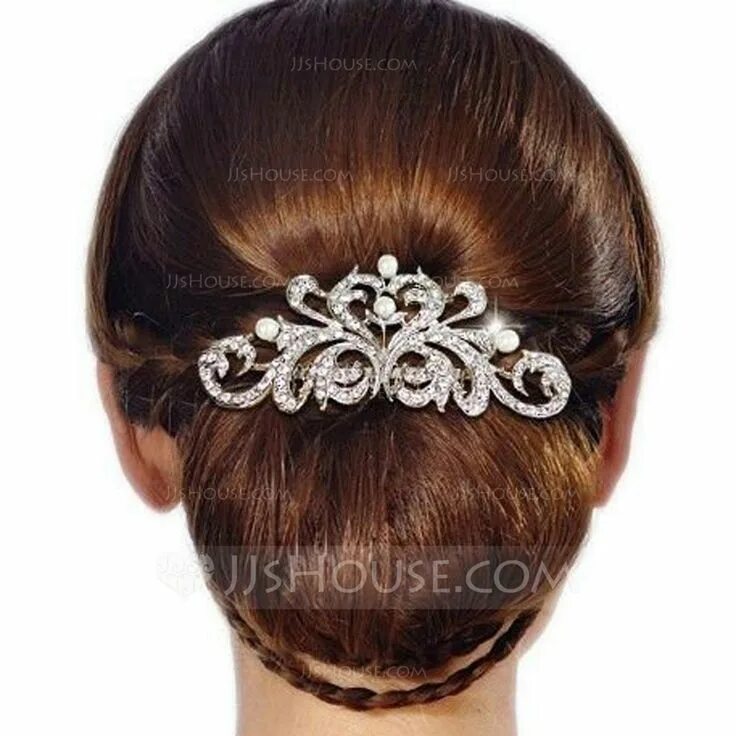 Прически с гребнем на средние волосы US$ 4.99 Ladies Classic Rhinestone Combs & Barrettes With Rhinestone - JJ's Hous