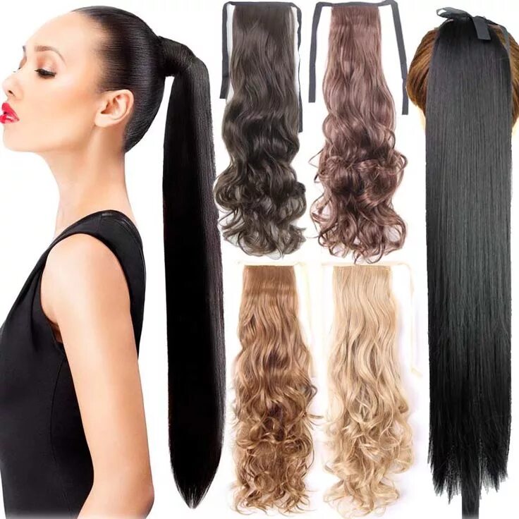 Прически с искусственными волосами C$ 6.64 - 7.74 Pas cher Fake Hair Ponytail Long Straight Hair Pieces Synthetic H