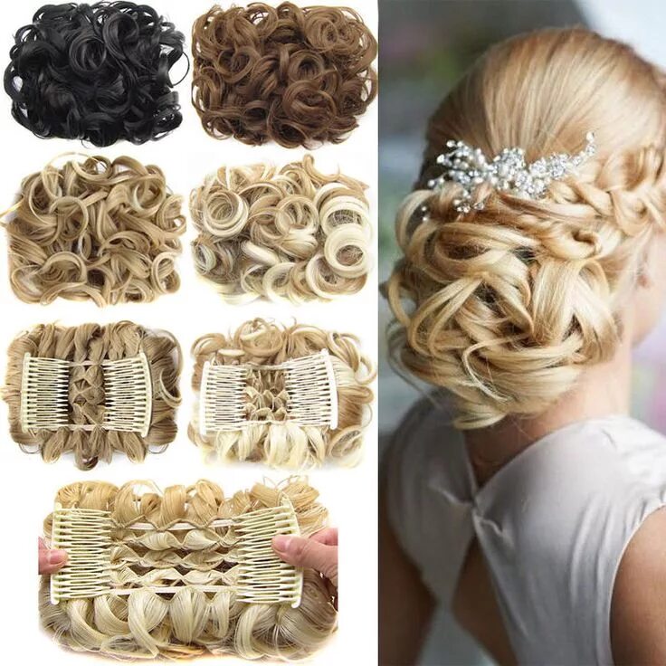 Прически с искусственными волосами 5.11US $ Hair Clips Women Hair Combs Wig Hair Extensions Wigs Curly Hair Clip In