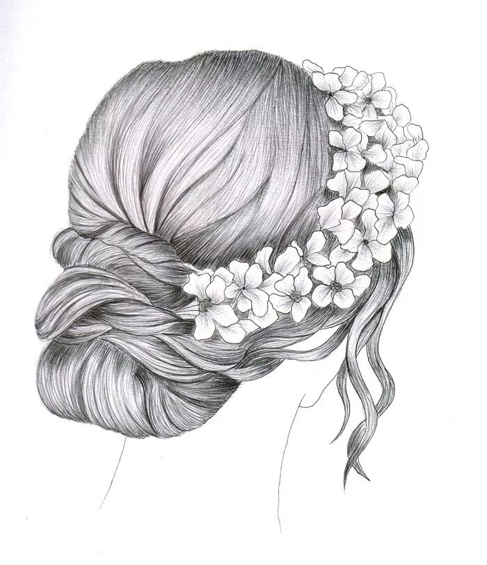 Прически с карандашом на длинные волосы Illustration of Bridal hair dress Girl hair drawing, Art drawings beautiful, Art