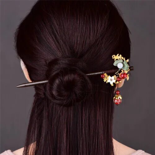 Прически с китайской шпилькой на длинные волосы Chinese Japanese Retro Ladies Wooden Hairpin Hair Stick Daily Hanfu Hair Jewelry