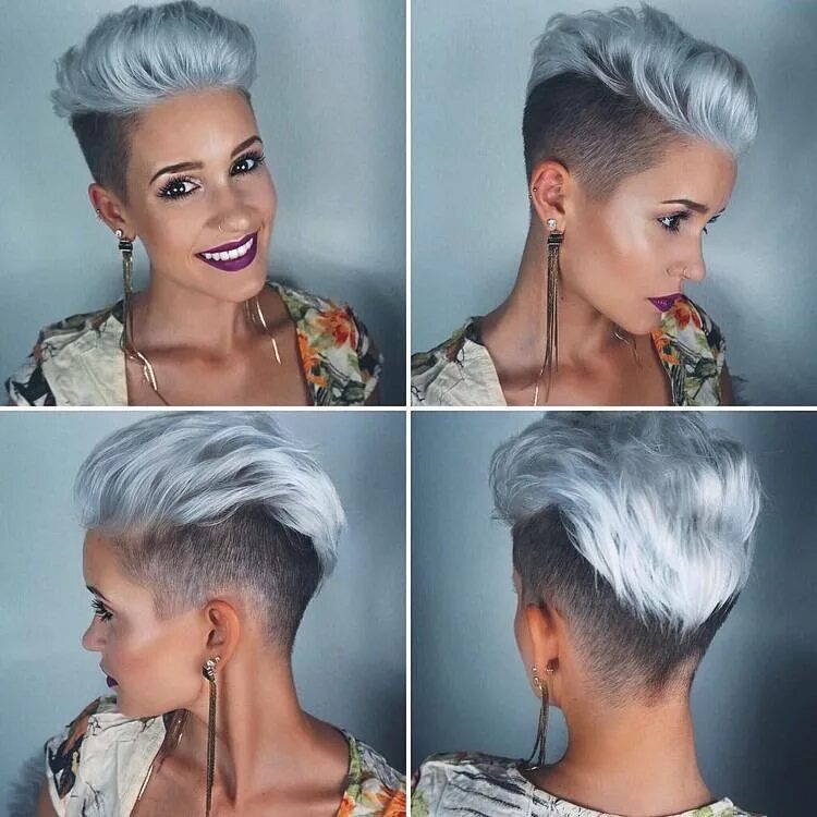 Прически с короткими висками coupe mohawk femme nuances argentées #hair #hairstyles Irokesenschnitt, Schöne f