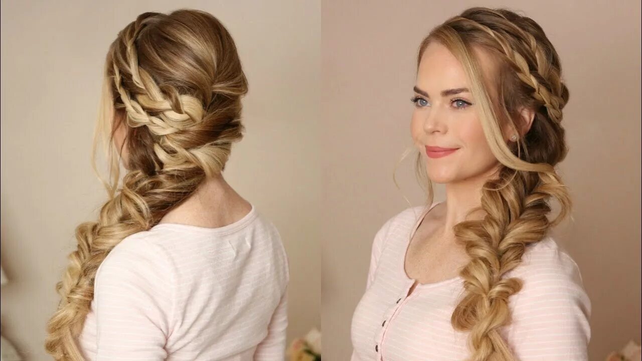 Прически с косами на длинные Mermaid Side Braid Missy Sue - YouTube