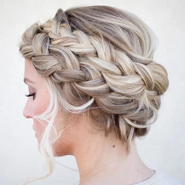 Прически с косами на длинные Double French Braid Crown Updo - Nails And Makeup Long hair styles, Hair, Hairst