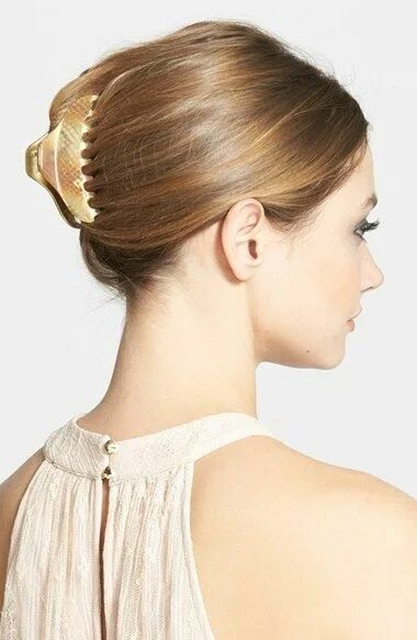 Прически с крабиком neat-claw-clip-hairstyle-suitable-for-office Clip hairstyles, Banana clip hairst