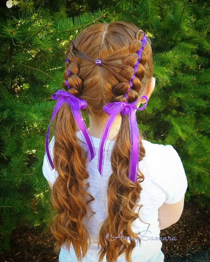 Прически с лентами в волосах для девочек Ribbon braids. Five strand braid. Five strand ribbon braids. Braid combos. Cute 