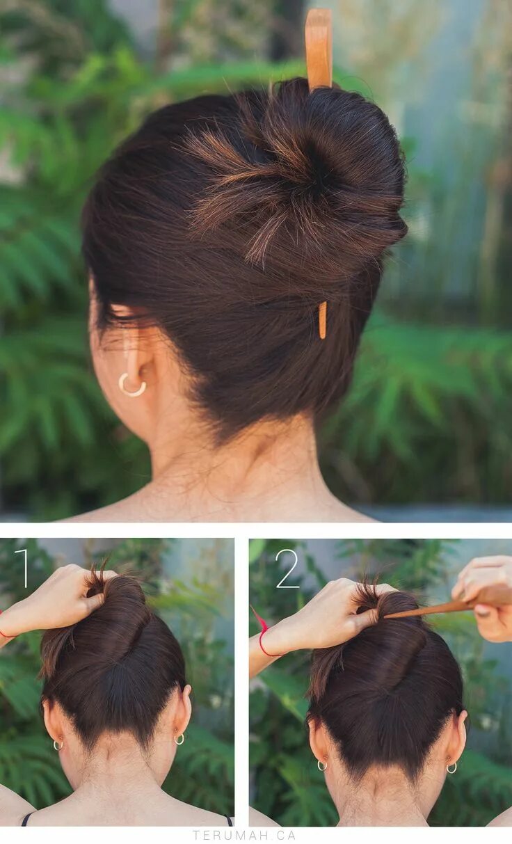 Прически с палочками на короткие волосы 3 Easy Updos x SAYA Hair Stick - Zanniee Hairstick hairstyles, Medium hair style