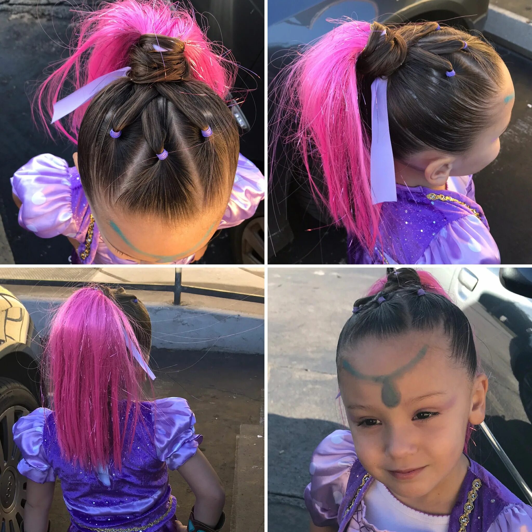 Прически с прядями для девочек Shimmer & Shine hairstyle!! High ponytail with pink extensions. Hair shows, Hair