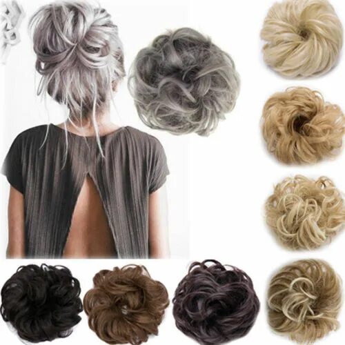 Прически с резинкой для волос Curly Messy Bun Hair Piece Scrunchie Cover Hair Extensions Real Human Wig Hair e