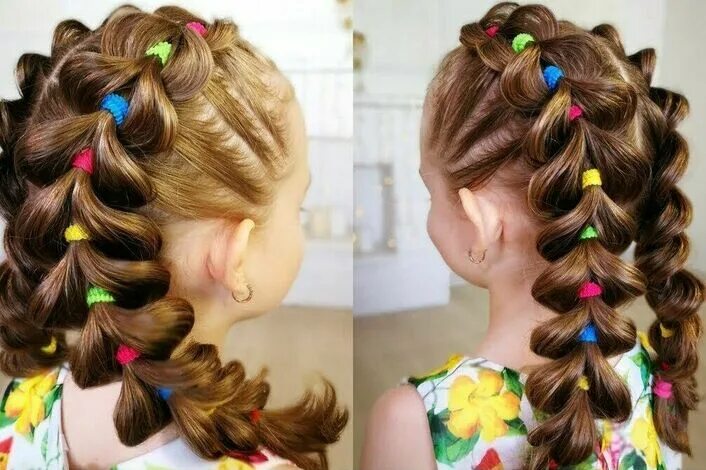 Причёска с резинками Три сердца ♥ ♥ ♥ Лена Роговая Hairstyles by REM Copyright ©