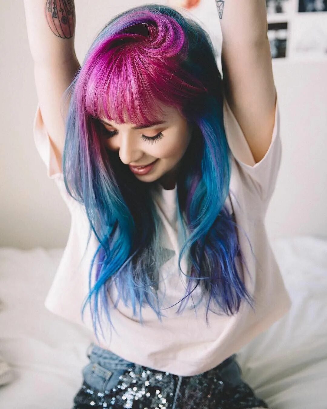 Прически с цветными волосами Pin by Arctic Fox Hair Color on Multi-Colored Hair ✨ Edgy hair color, Blue ombre