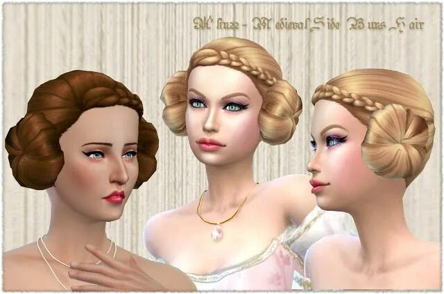 Прически сестра Hair - Medieval Side Buns Sims hair, Sims 4, Sims 4 update