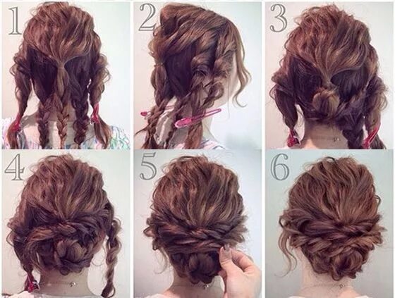 Прически своими руками средние волосы фото 16 Amazing Tips And Tricks For Girls With Curly Hair Curly hair updo, Prom hair 