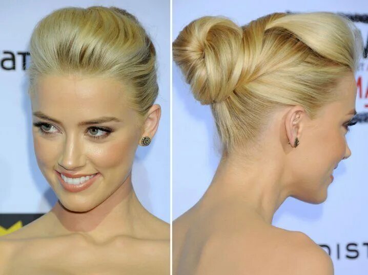 Прически узкие волосы amber-heard-updo-hairstyle