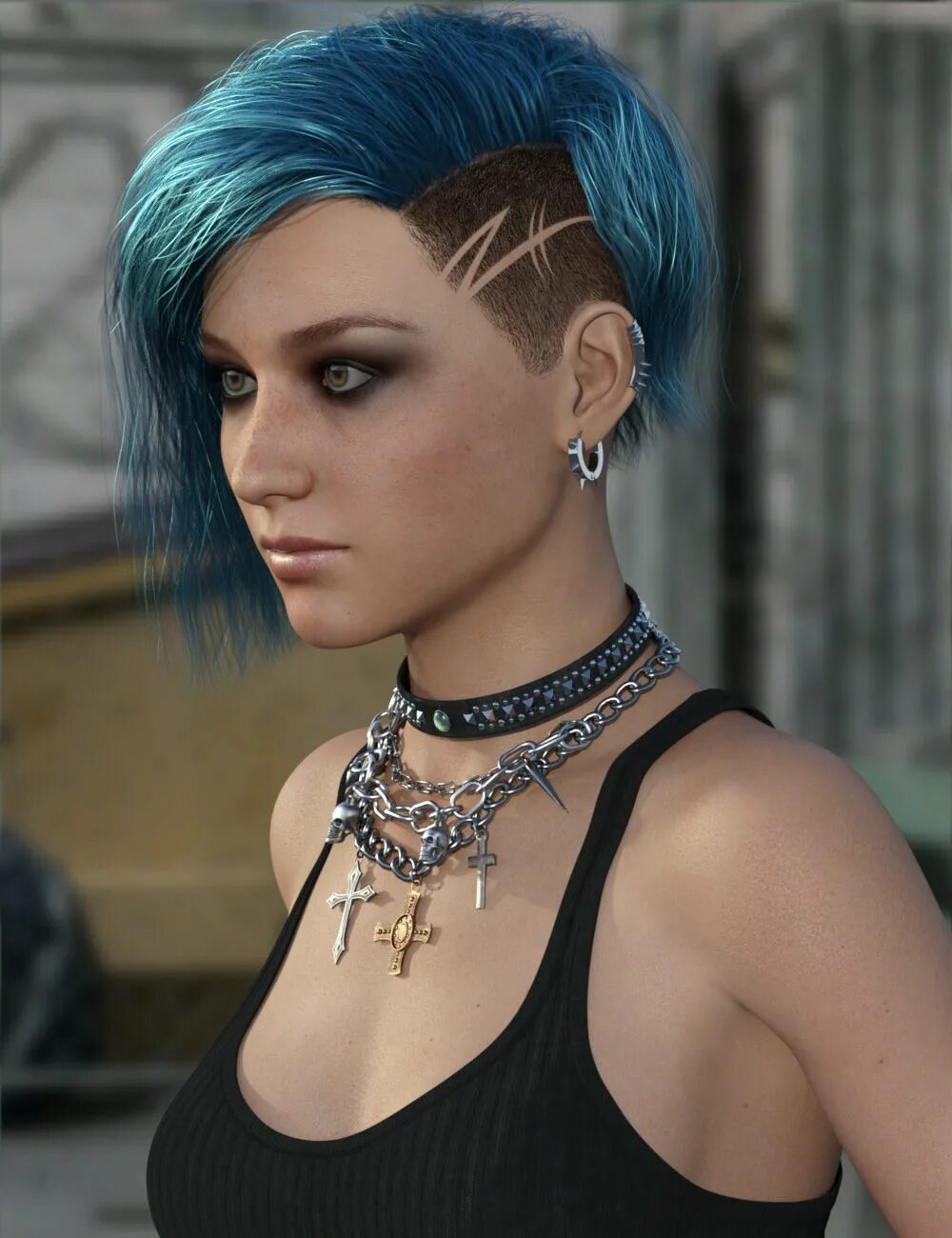 Прически в стиле киберпанк женские MRL Gem Hair for Genesis 3 and 8 Female Punk girl hair, Shaved hair designs, Cyb