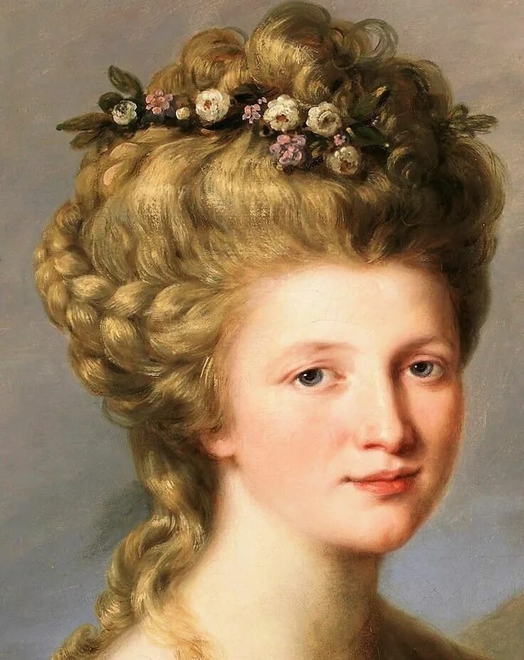 Прически векам Portrait of Sarah Harrop, Mrs Bates as A Muse by Angelica Kauffmann, 1781. Angel