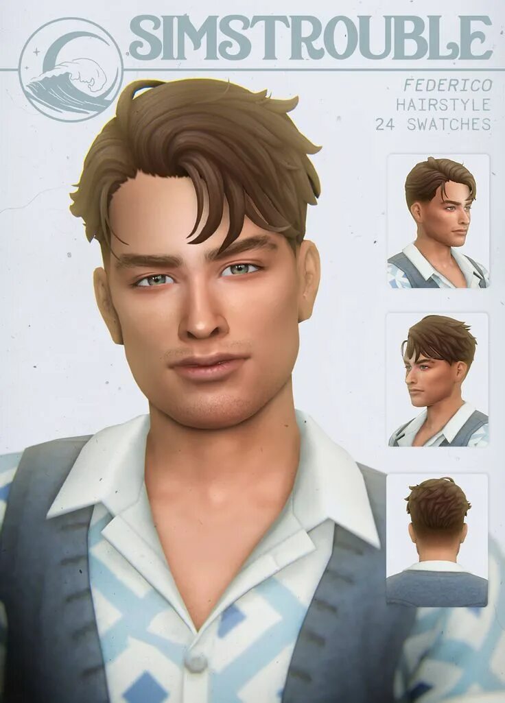 Прически все мечтают FEDERICO by simstrouble simstrouble Sims 4 hair male, Sims hair, Sims 4