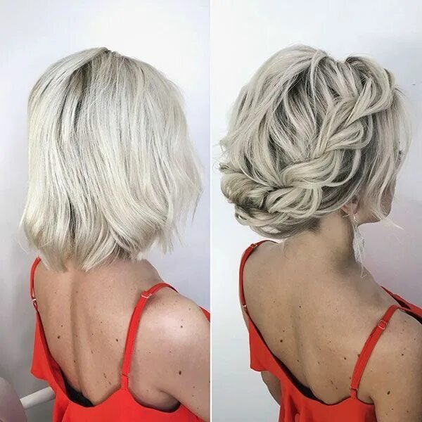 Прически заколотое каре Pin on beauty Short hair updo, Short wedding hair, Braids for short hair