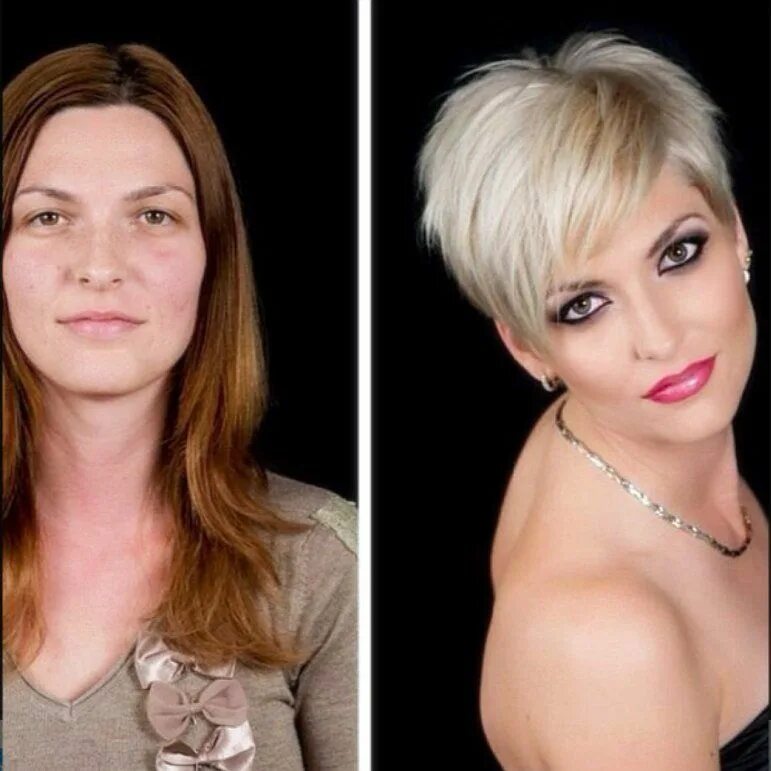 Прически женщине после Best before and after ever? Hair makeover, Long to short hair, Short shaved hair