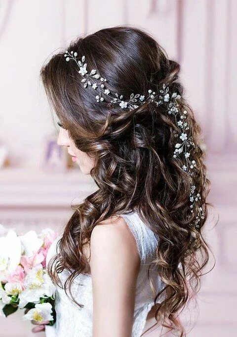 Прически женские на свадьбу на волосы 35 Stunning Bridal Hair Vine Ideas Hairstyles HappyWedd.com Long hair vine, Long