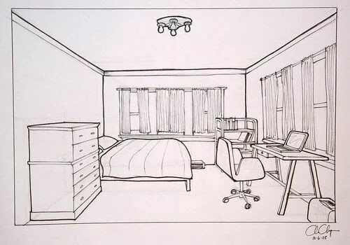 Придумать интерьер комнаты Sketchbook Assignments - Ms. Brent Perspective room, One point perspective room,