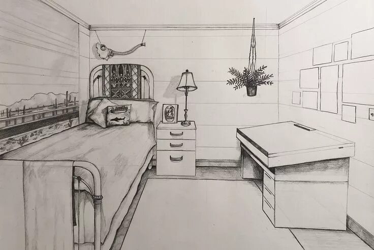 Придумать интерьер комнаты Pin on Random 1 point perspective drawing, Perspective drawing, Perspective room