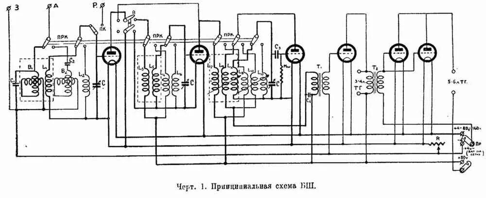 Приемник волна к1 схема электрическая принципиальная РАДИО ВСЕМ, № 24, 1927 год. ЛАМПОВЫЙ ПРИЕМНИК ТИПА "БШ".