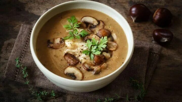 Приготовить грибной суп с фото Creamy Mushroom Soup with Prosciutto