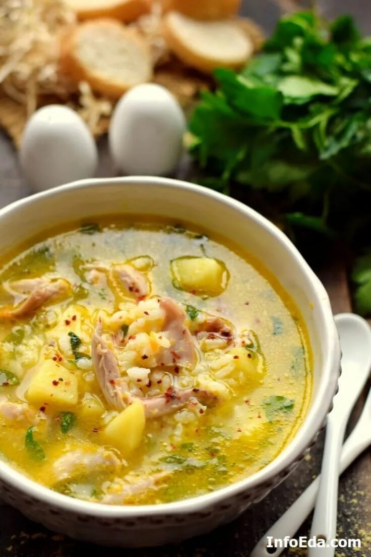 Приготовить из курицы суп фото Куриный суп с рисом и картофелем Recipe Soup recipes, Recipes, Rice soup recipes