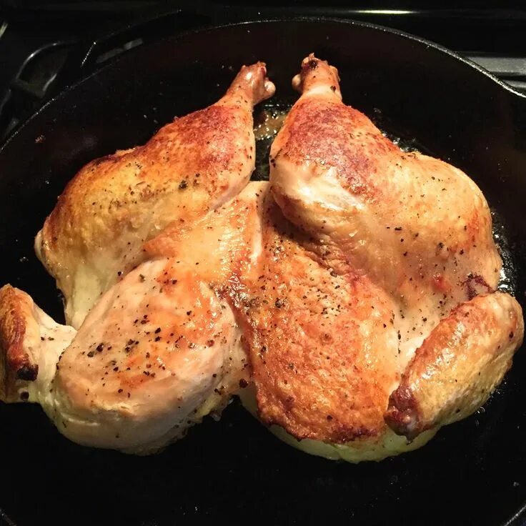 Приготовить цыпленка табака на сковороде фото Chef John's Chicken Under a Brick Recipe Cast iron recipes, Chicken under a bric