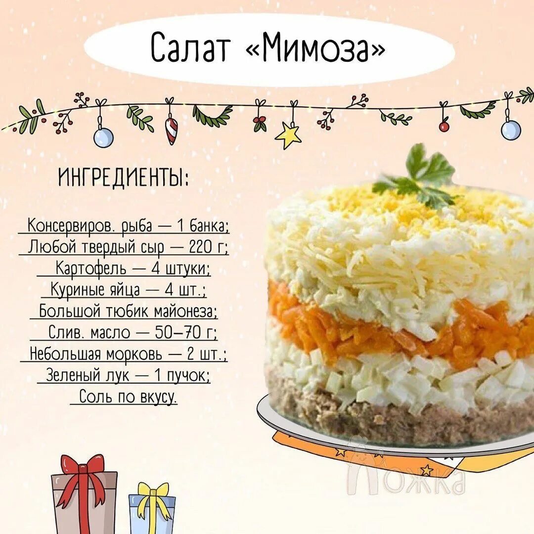 Приготовление мимозы салат классический с фото Вкусные идеи к Новому году Идеи подарков Подарки своими руками ВКонтакте Рецепты