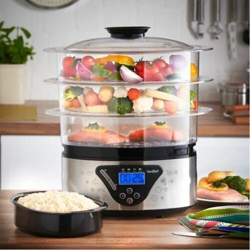 Приготовление на пару фото Cooker 8l food #steamer #digital electric 3 tier multi cook rice #vegetables fis