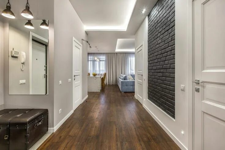 Прихожая белый пол интерьер design couloir gris foncé et blanc Couloir gris, Maison etage, Gris blanc