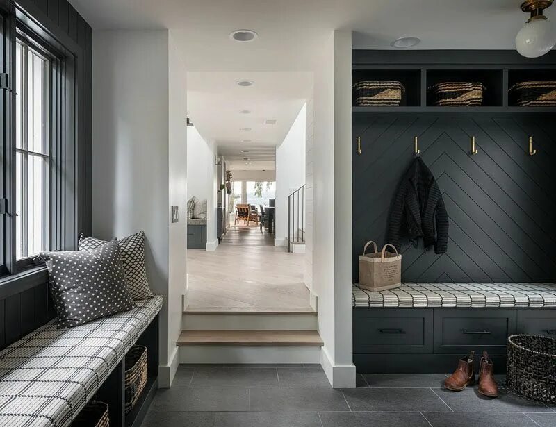 Прихожая холодная в частном доме дизайн фото A Modern Farmhouse Makes Bainbridge Island Its Home Mudroom design, Dream house,