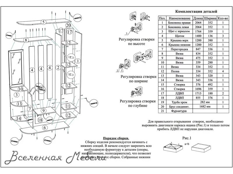 Прихожая инструкция по сборке Прихожая с зеркалом Ксения-2 цвет ясень шимо светлый/ясень шимо темный