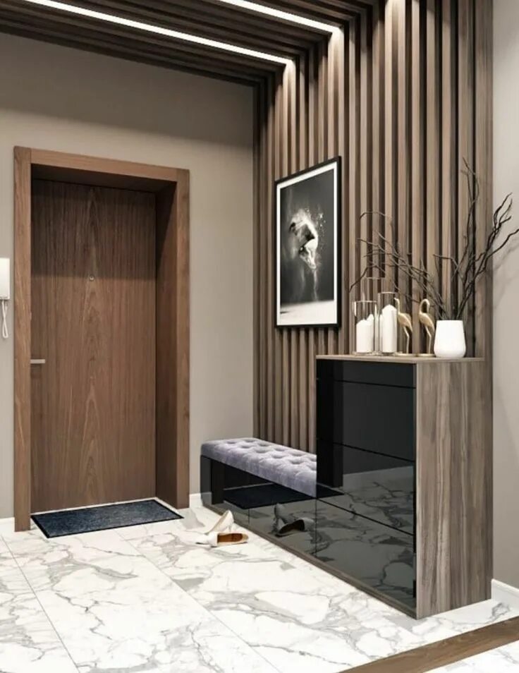 Прихожая интерьер в современном стиле 2024 Modern Entryway with Marble Flooring