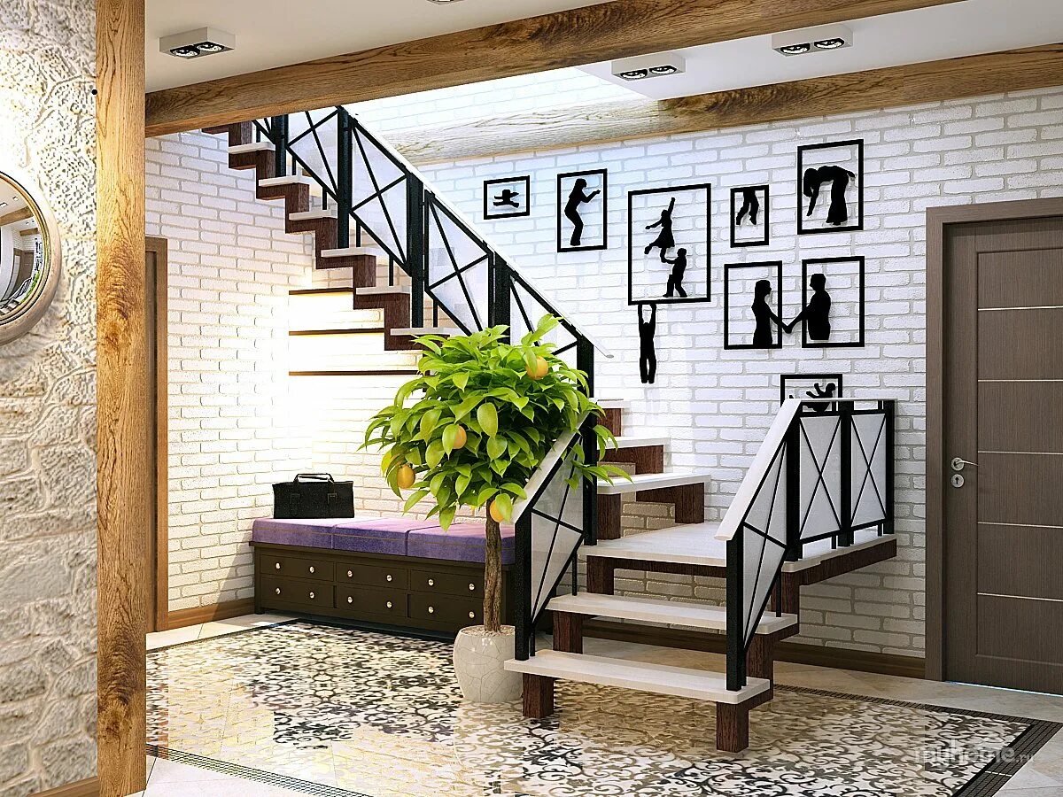 Прихожая лестница дизайн фото Entrance stairs design - 65 photo