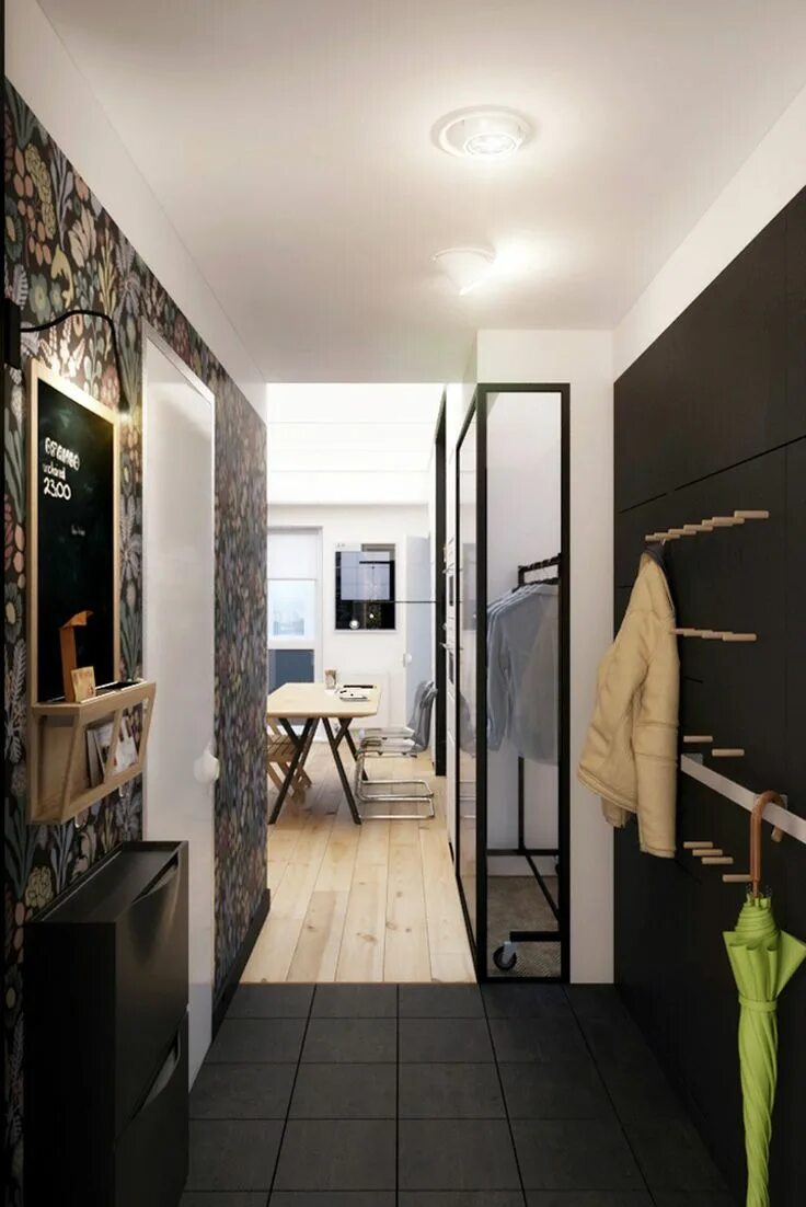 Прихожая однокомнатной квартиры фото Small Apartment for a Big Man (2) HomeDSGN Небольшая квартира, Небольшие прихожи