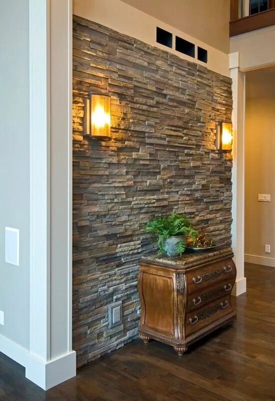 Прихожая отделка стен камнем фото Interior Stone Fireplace (interiorstoneveneer) - Profile Pinterest