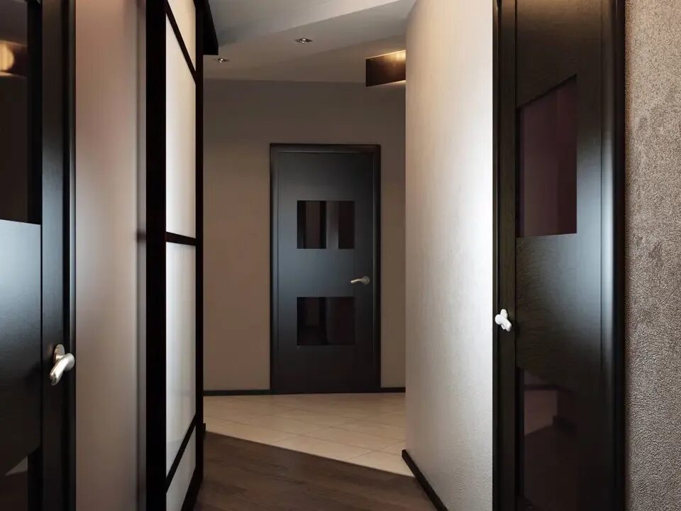 Прихожая с коричневыми дверями фото Hallway design brown floor (57 Photos)