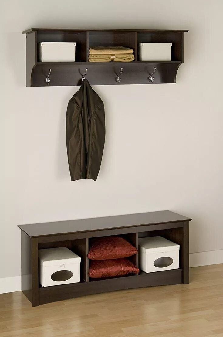 Прихожая с полками фото Pin on Интерьер прихожая Hanging entryway shelf, Entryway wall shelf, Prepac fur