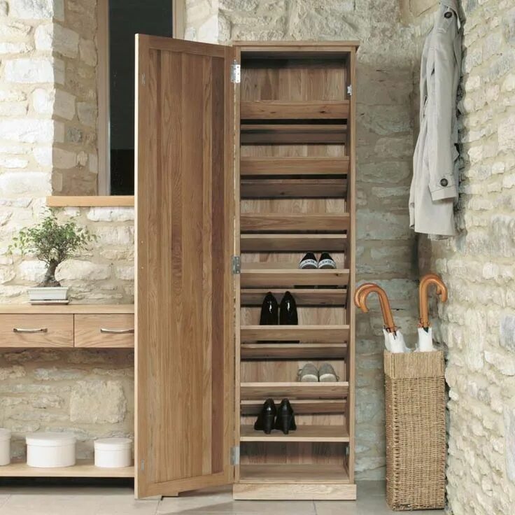 Прихожая со шкафом для обуви фото Mobel Oak Tall Narrow Shoe Storage Cupboard #cupboard #mobel #narrow #oak #shoe 