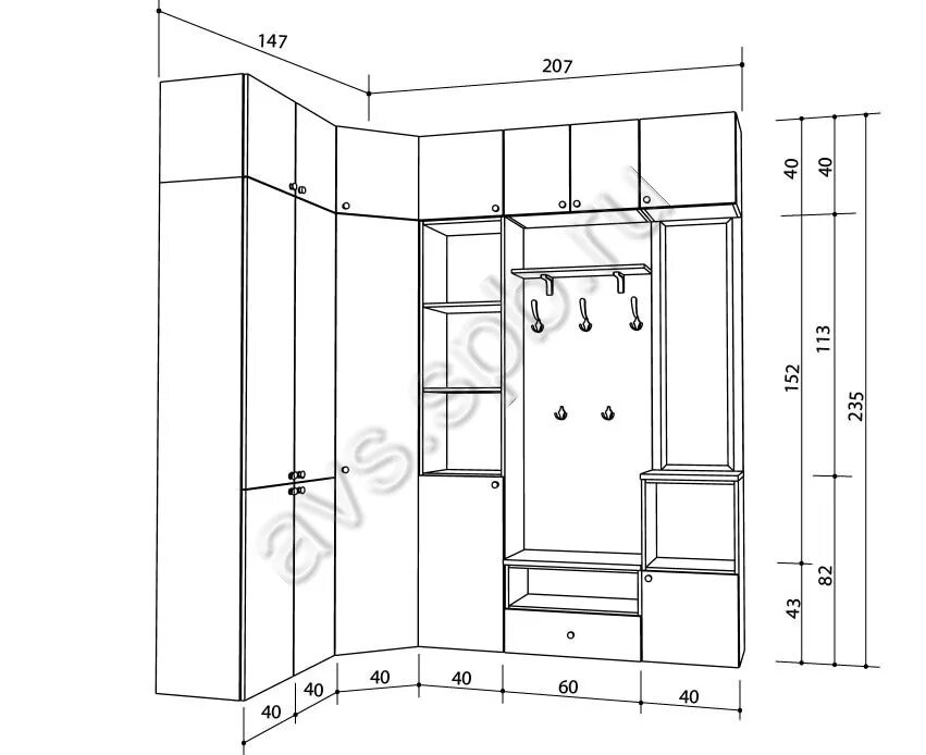 Прихожая своими руками чертежи и схемы Эскиз прихожей со шкафом