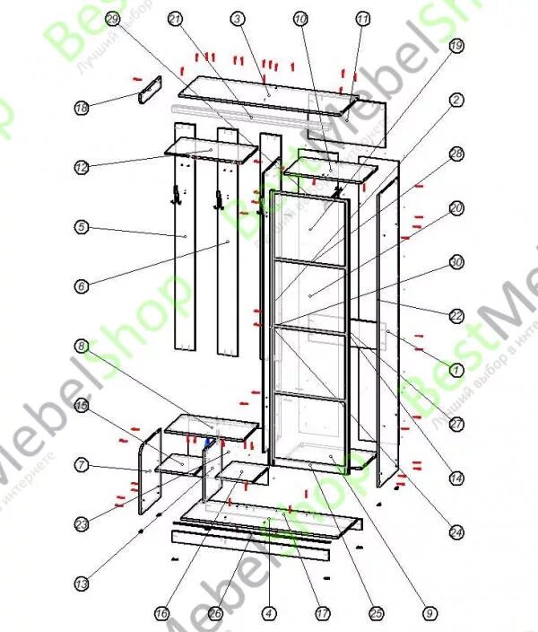 Прихожая трамп инструкция по сборке Прихожая трамп бтс схема сборки фото Original-Mebel.ru