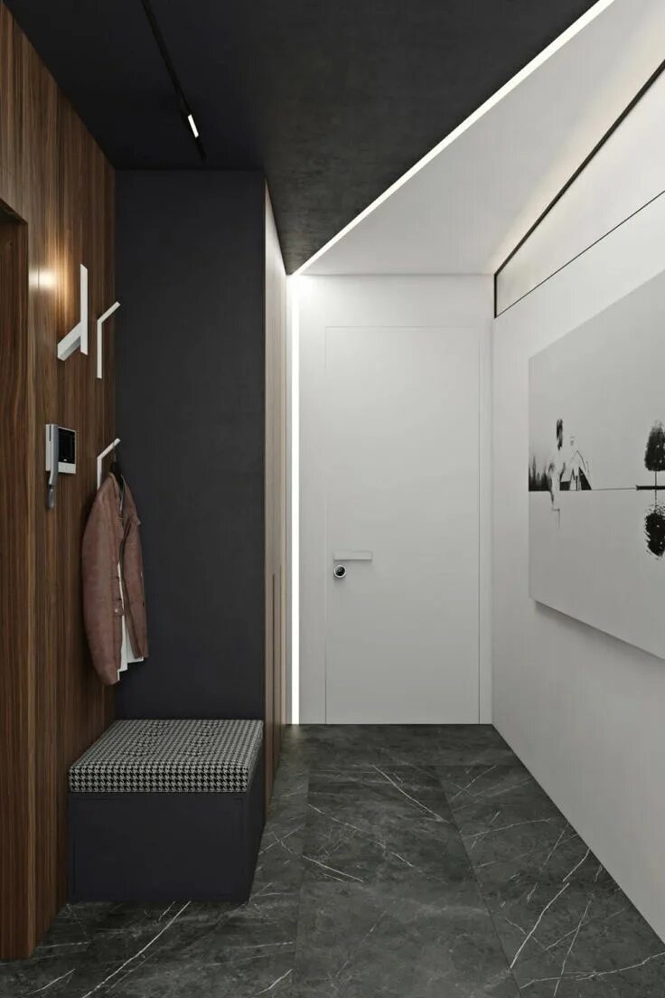 Прихожая в стиле минимализм фото Novoe Tushino Is a Minimalist Contemporary Apartment in Moscow Contemporary apar