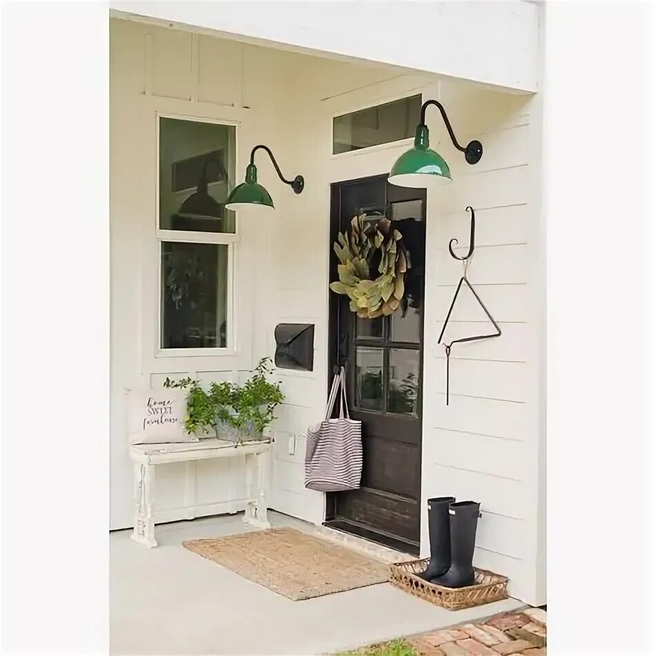 Прихожая веранда фото Wilcox Deep Bowl Gooseneck Light Barn Light Electric Front porch decorating, Por