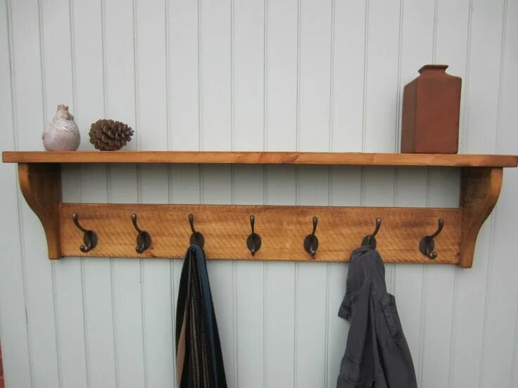 Прихожая вешалка своими руками фото Details about Rustic Pine Hat Coat Rack Shelf 2 3 4 5 6 &7 hooks /also in Shabby